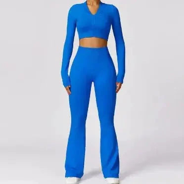 Women's Seamless Yoga Set Blue Large Long Sleeves and Pants TwinTilt Steel Pet Feeder