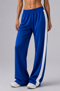 wide leg sweatpants women blue side view