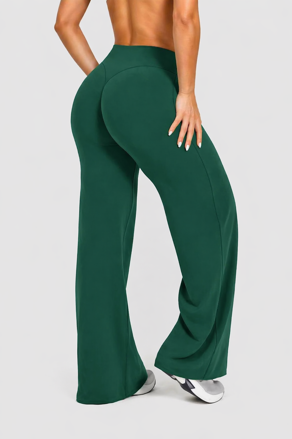 flare leggings women high waist green