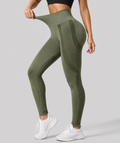 seamless high waist leggings green side view