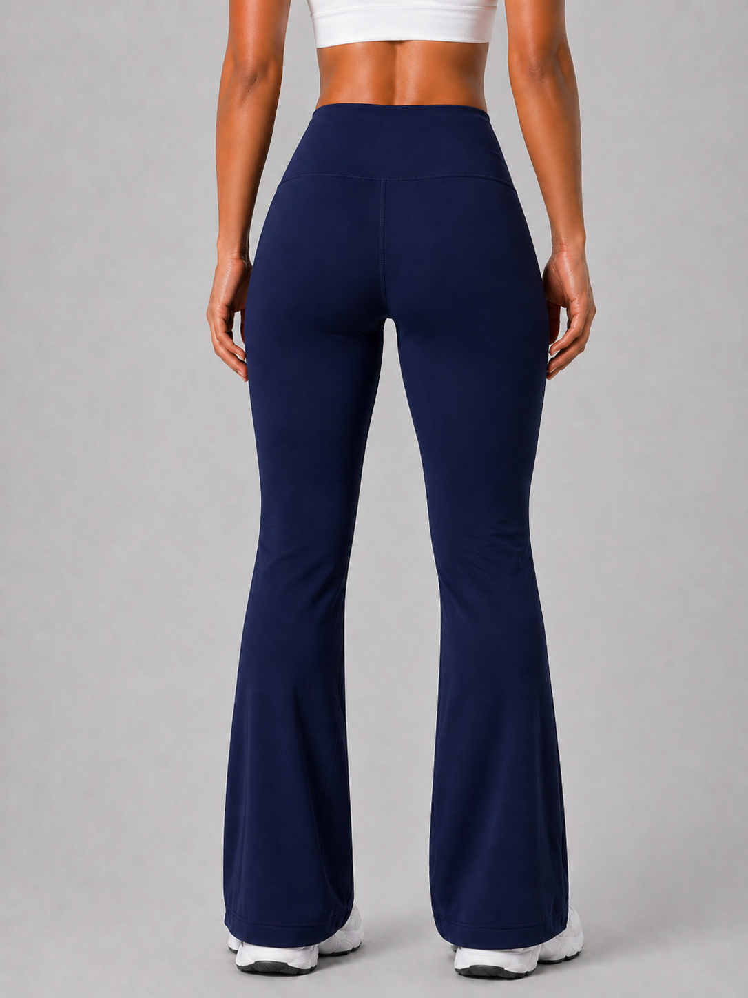 flare leggings women dark blue back view