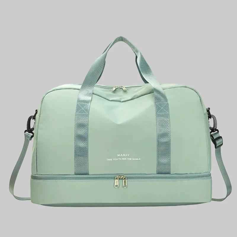 travel duffel bag mint green front view