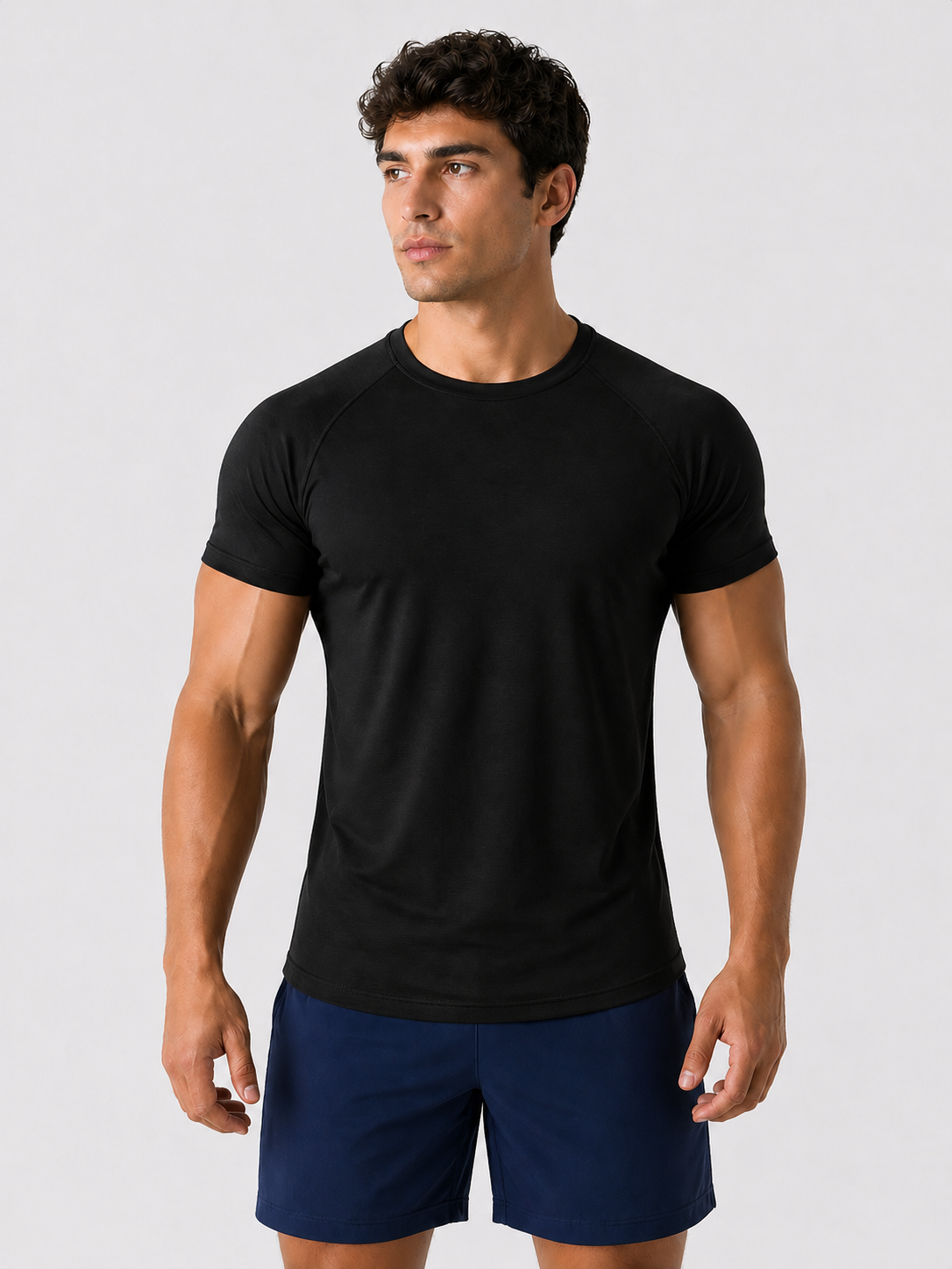 mens workout t shirt black front view
