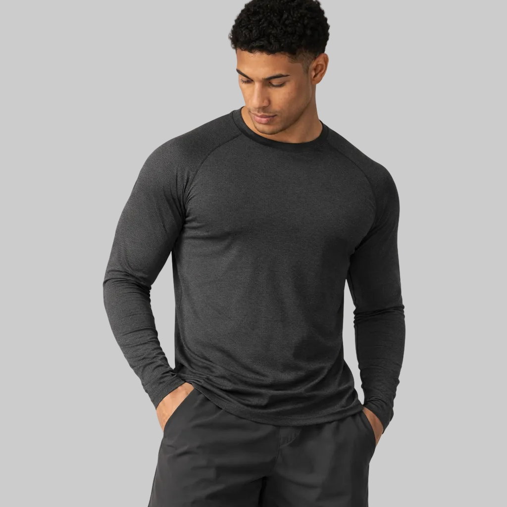 mens long sleeve training shirt black front view