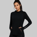 women's quick-dry training hoodie black front view