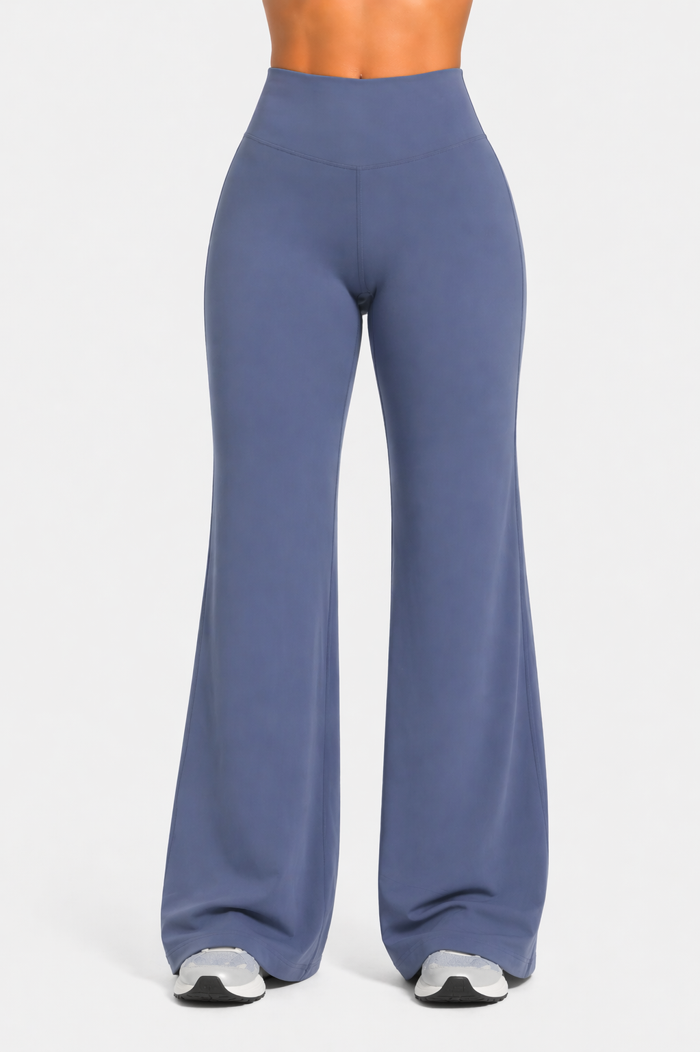 flare leggings women back view shaping fit sapphire blue