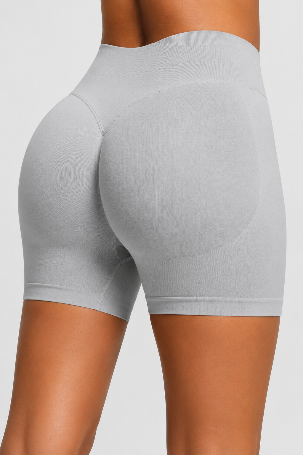 high waist contour shorts women light grey back detail