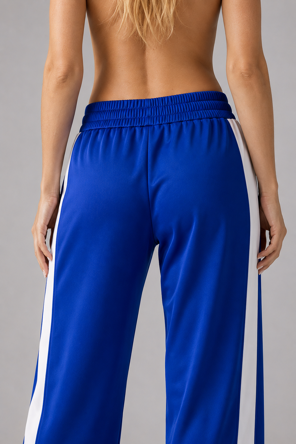 wide leg sweatpants women blue rear detail