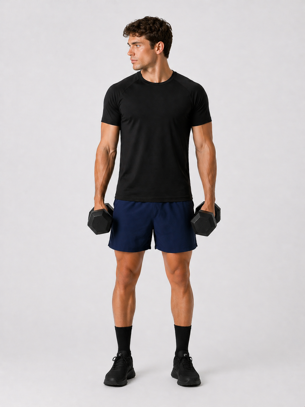 mens workout t shirt black full outfit