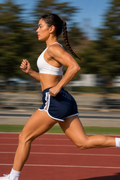 women’s running shorts athlete sprint blue side view