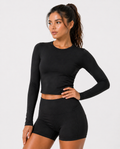 long sleeve training top women black front view