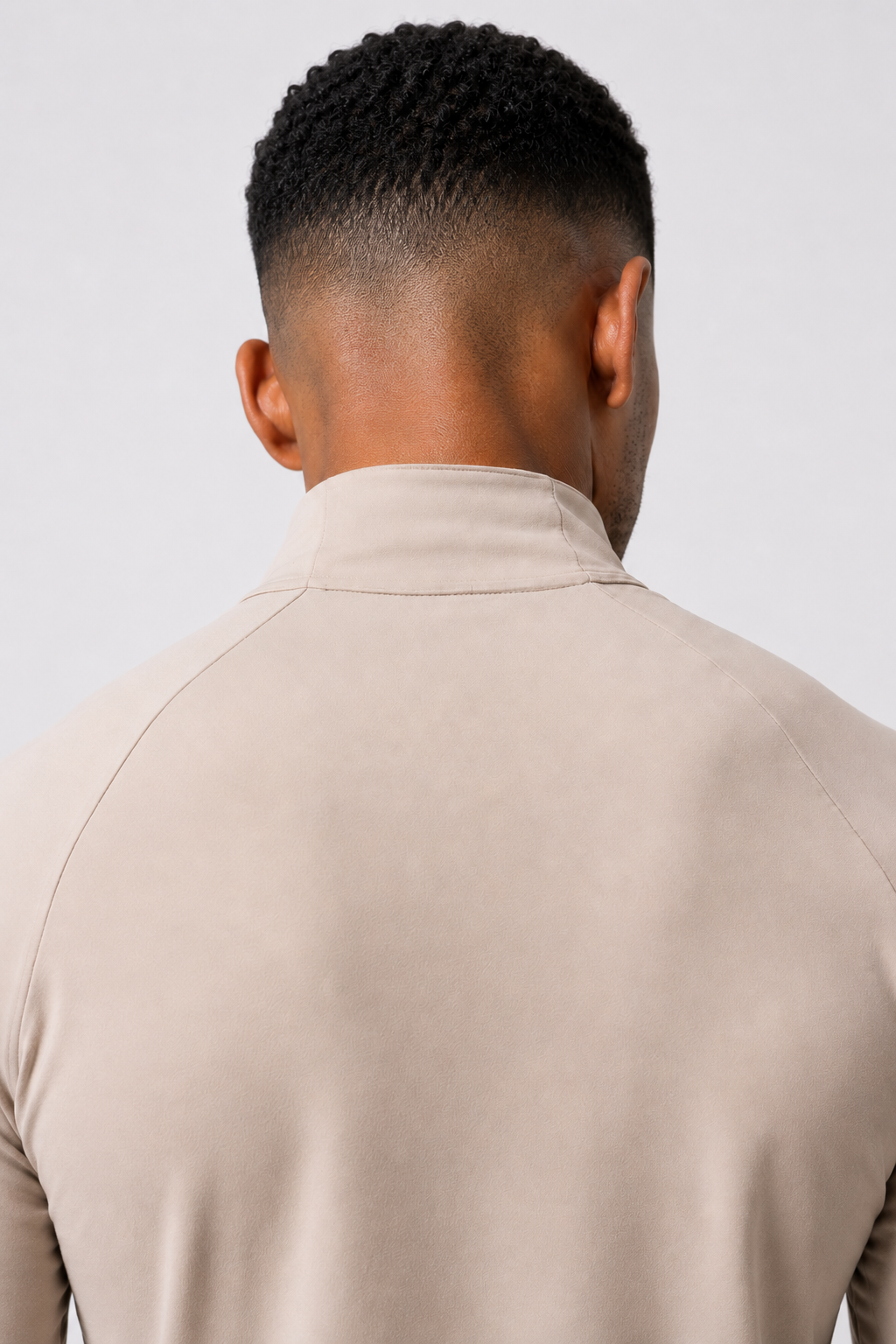 men’s long sleeve quarter zip beige fabric texture