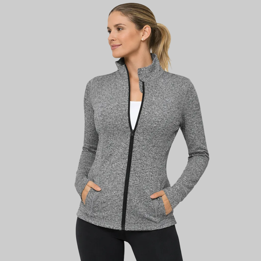 womens training jacket grey zip