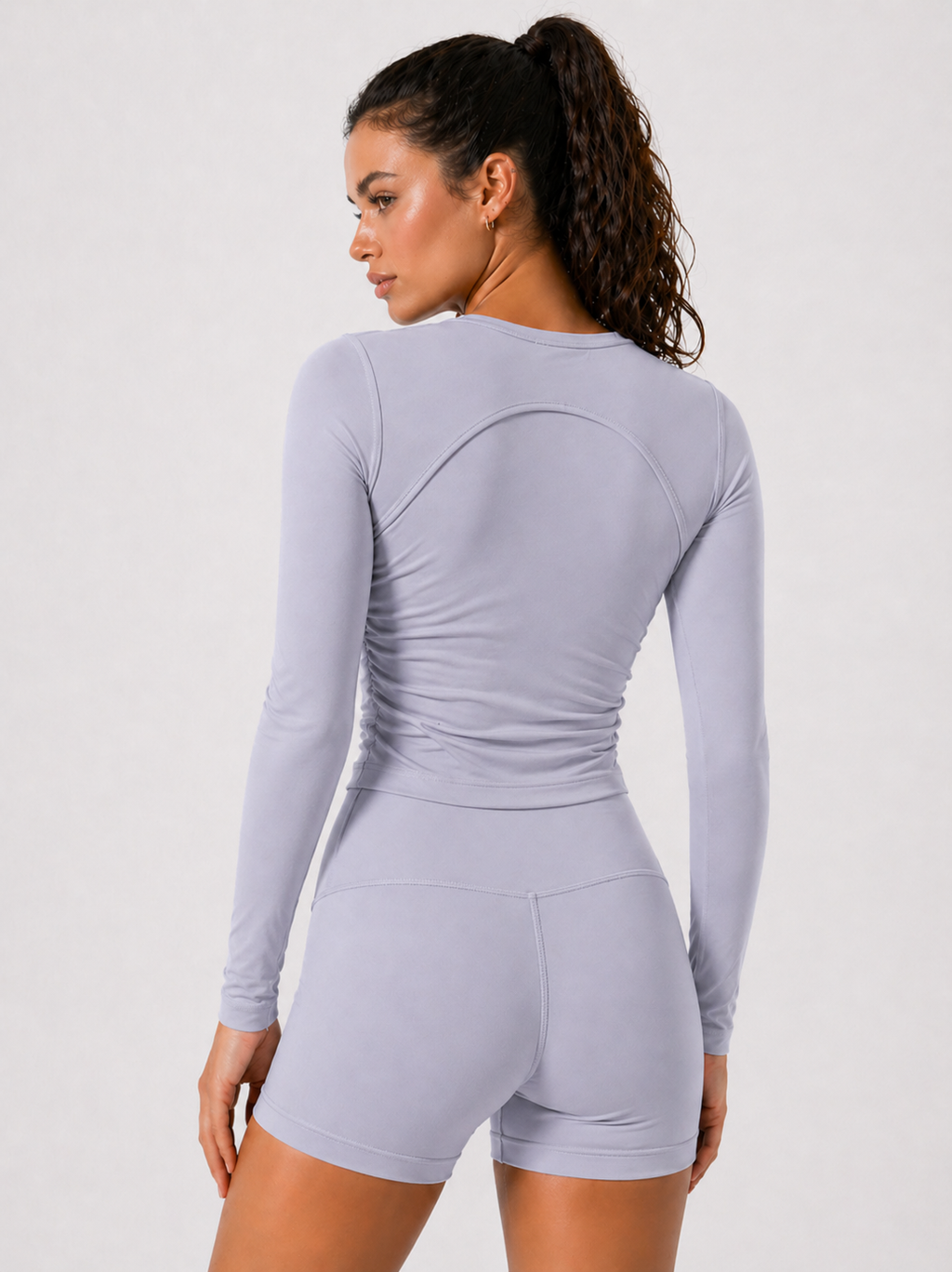 long sleeve training top women light purple back view