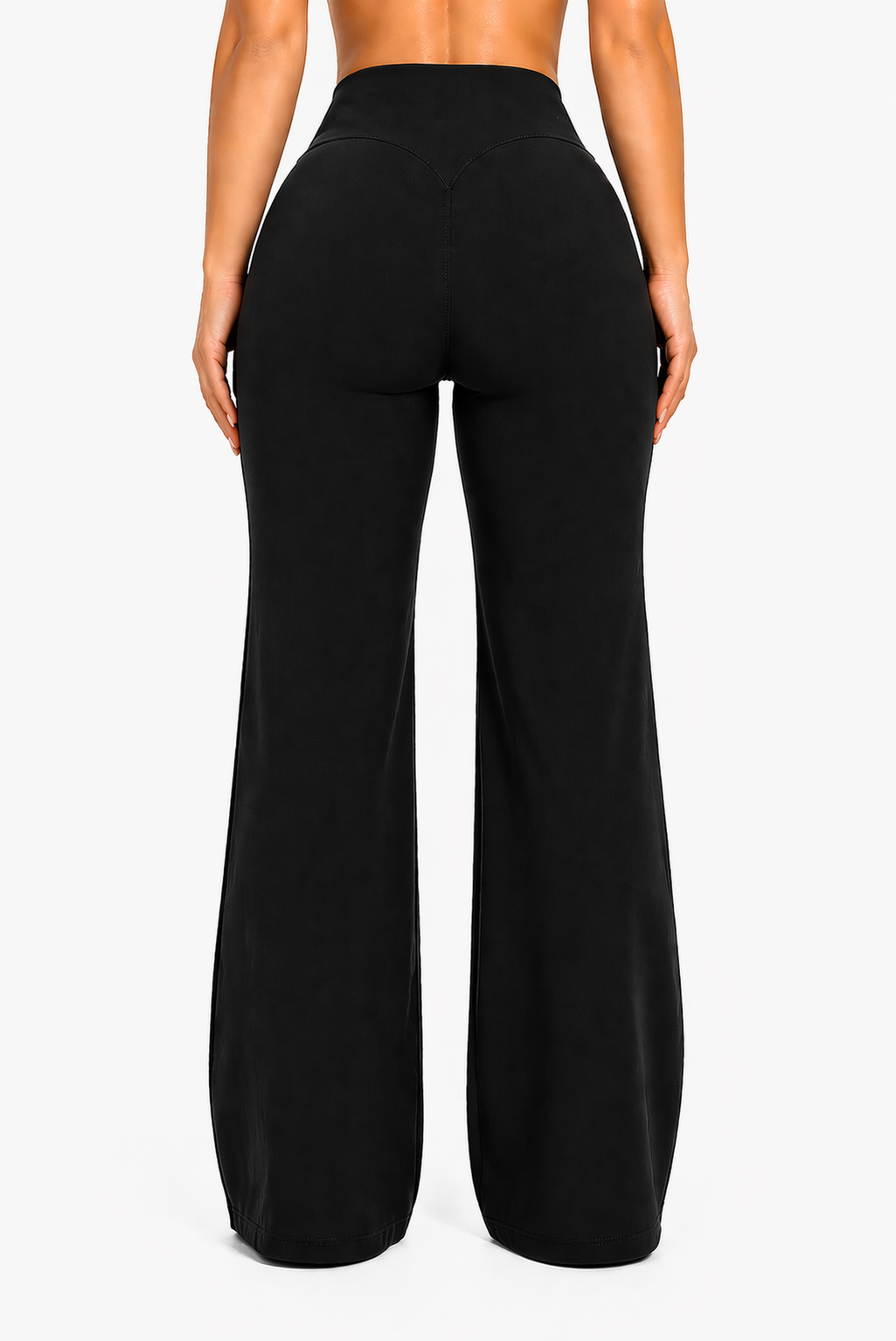 flare leggings women back view shaping black