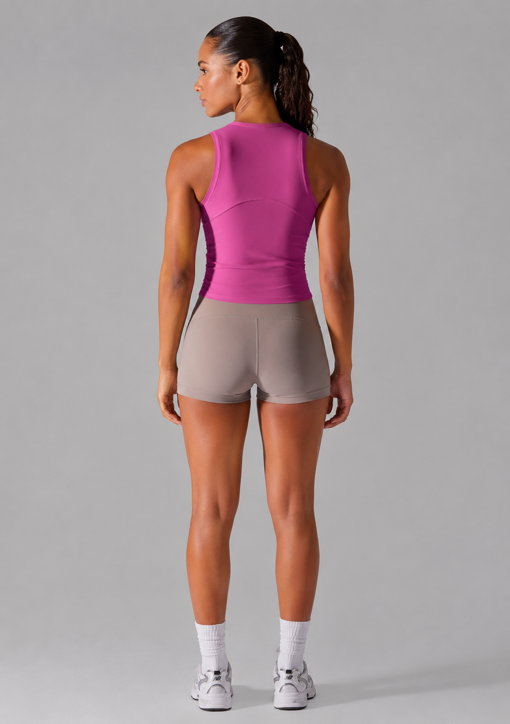 sport tank top women hot pink back side view standing