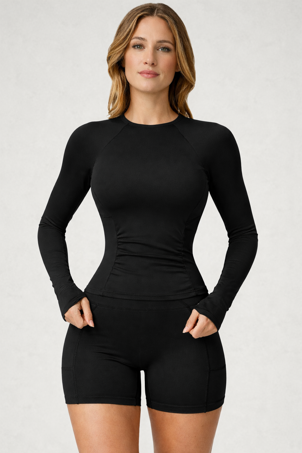 slim fit long sleeve top women black gymwear fit