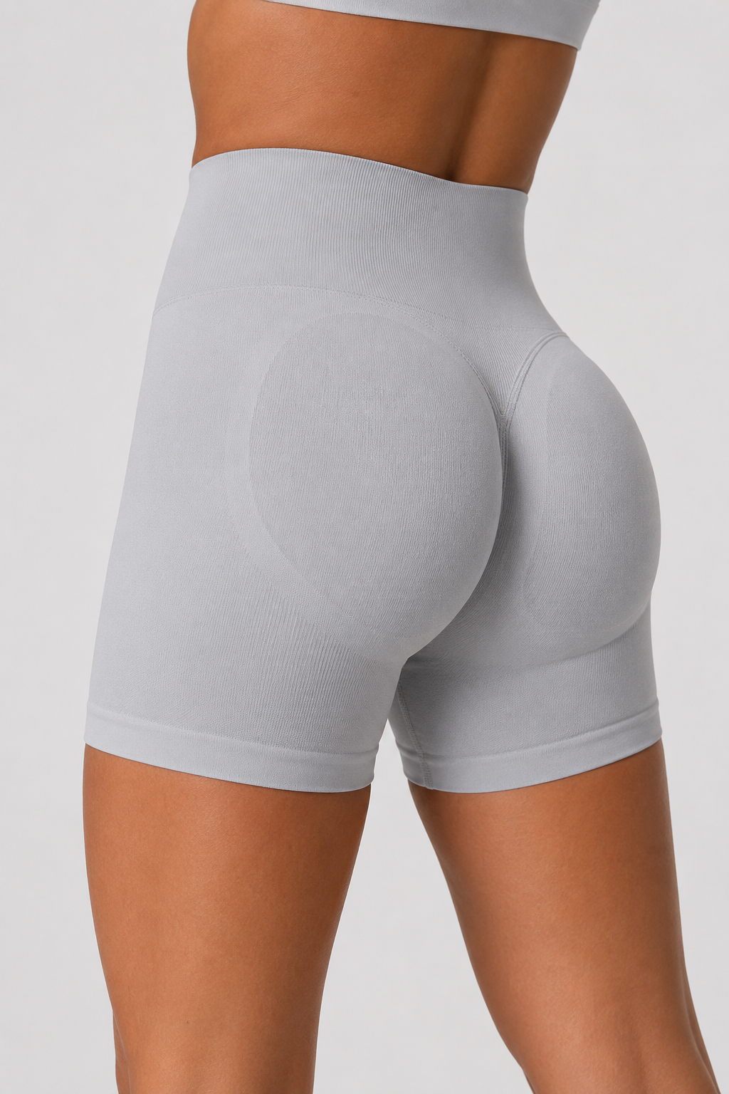 high waist contour shorts women light grey sculpt fit back