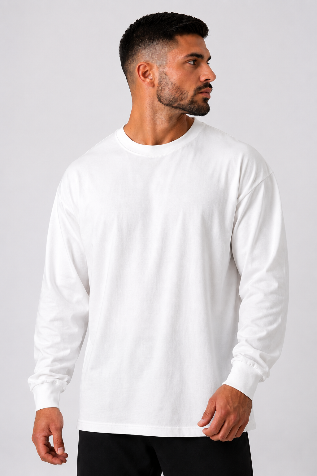 men’s everyday long sleeve white front casual portrait