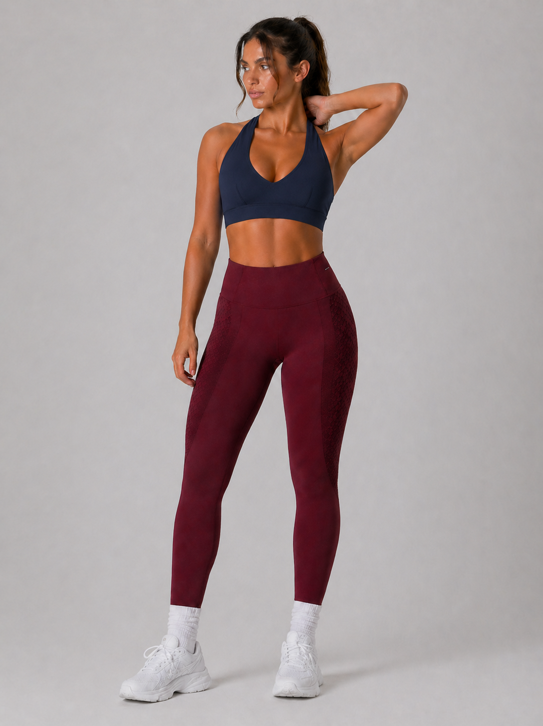 halter sports bra navy full body gym outfit