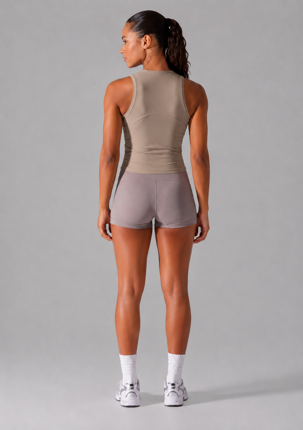 sport tank top women cocoa back view outfit