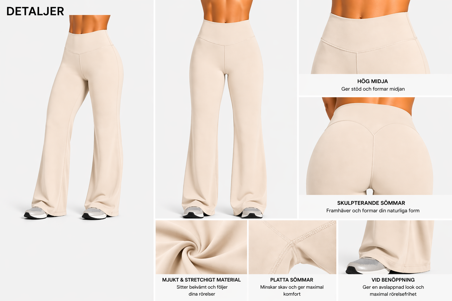 flare leggings women design details beige