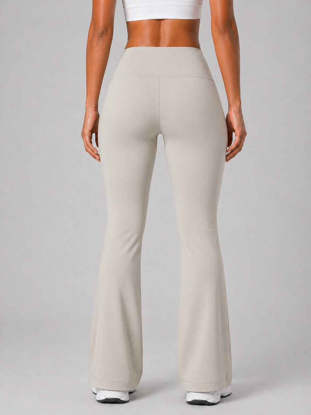flare leggings women beige back view