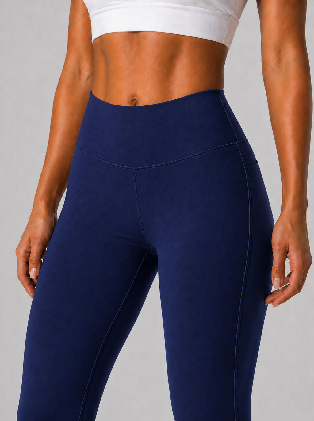 flare leggings women dark blue close fit
