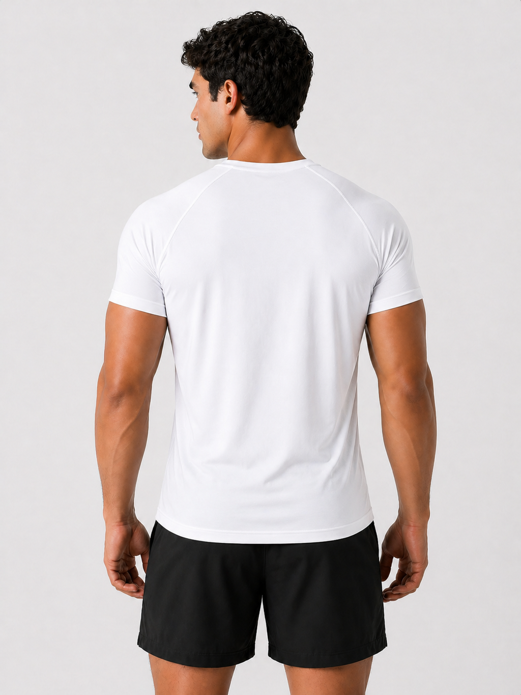 mens workout t shirt white back view