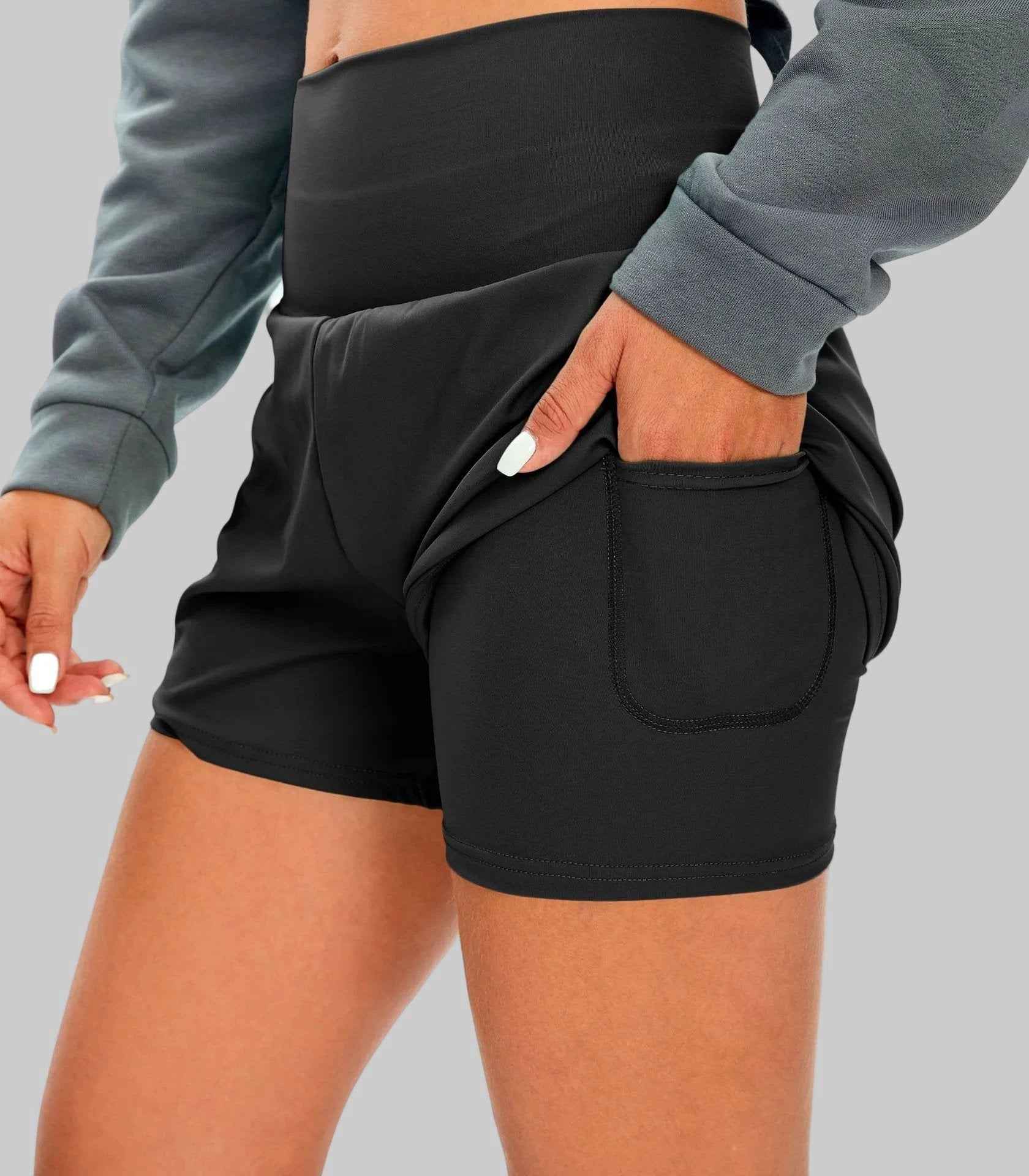 Women’s 2-in-1 Sculpt Shorts – High Waist Squat-Proof Gym Shorts with Phone Pocket - NORDUM.SHOP