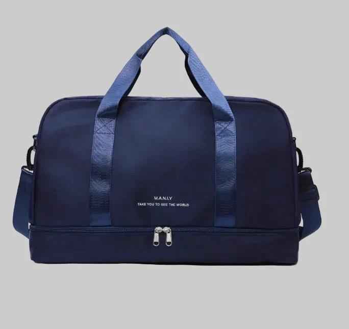 travel duffel bag navy blue front view