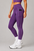 high waist pocket leggings purple side pose