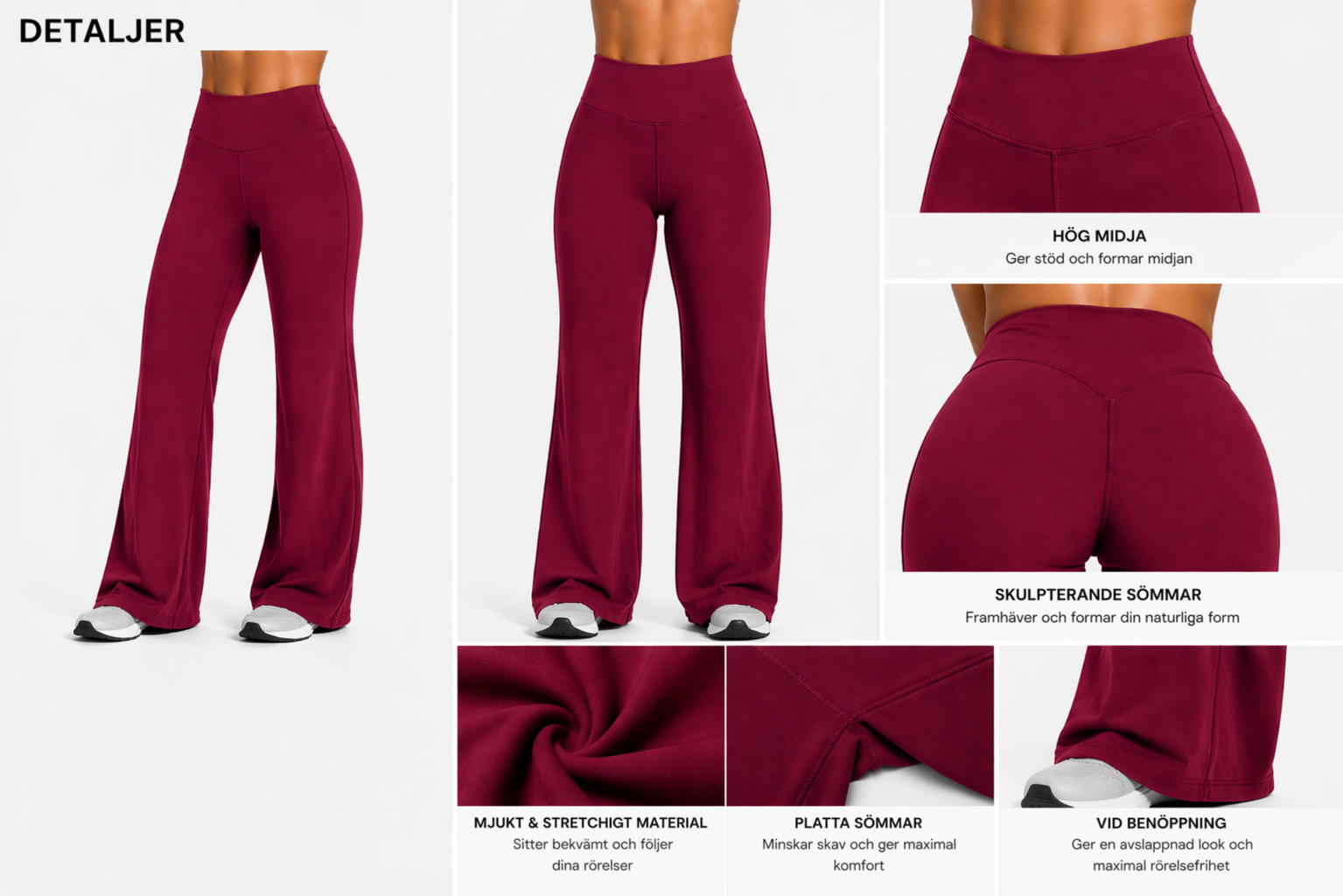 flare leggings women design details burgundy