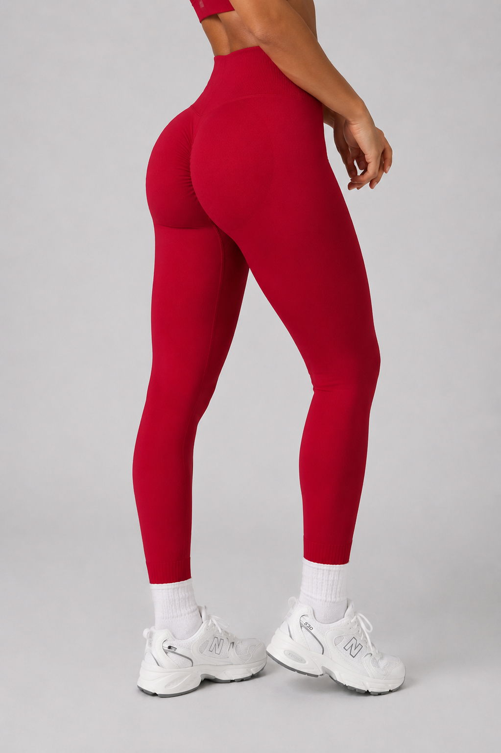 v waist seamless leggings red back pose