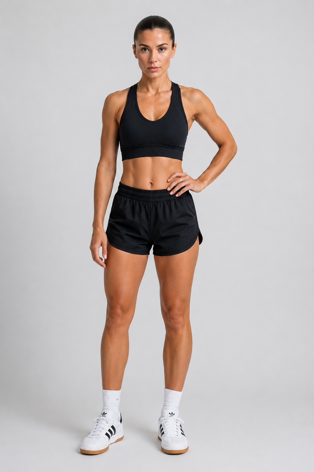 seamless racerback sports bra black full body