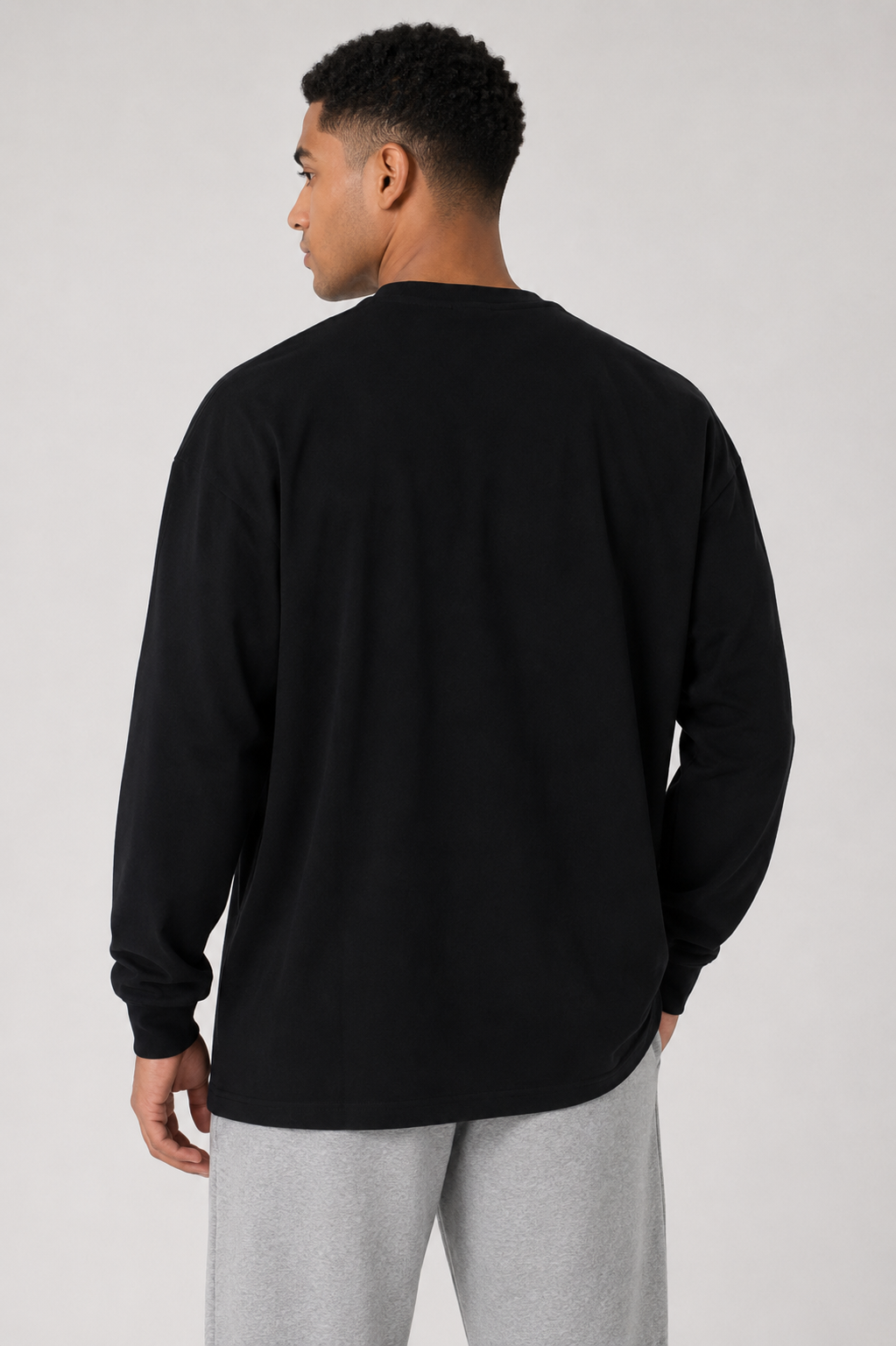 men’s everyday long sleeve black rear casual view