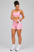high waist pocket gym shorts women pink activewear set