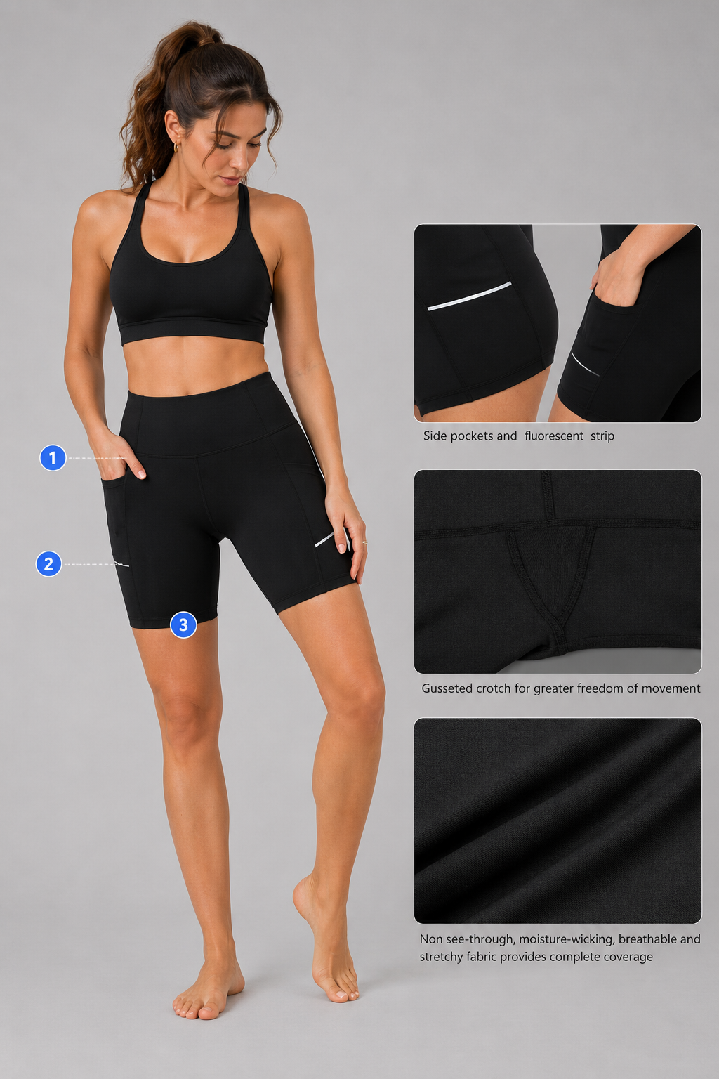 high waist biker shorts women black gymwear full body