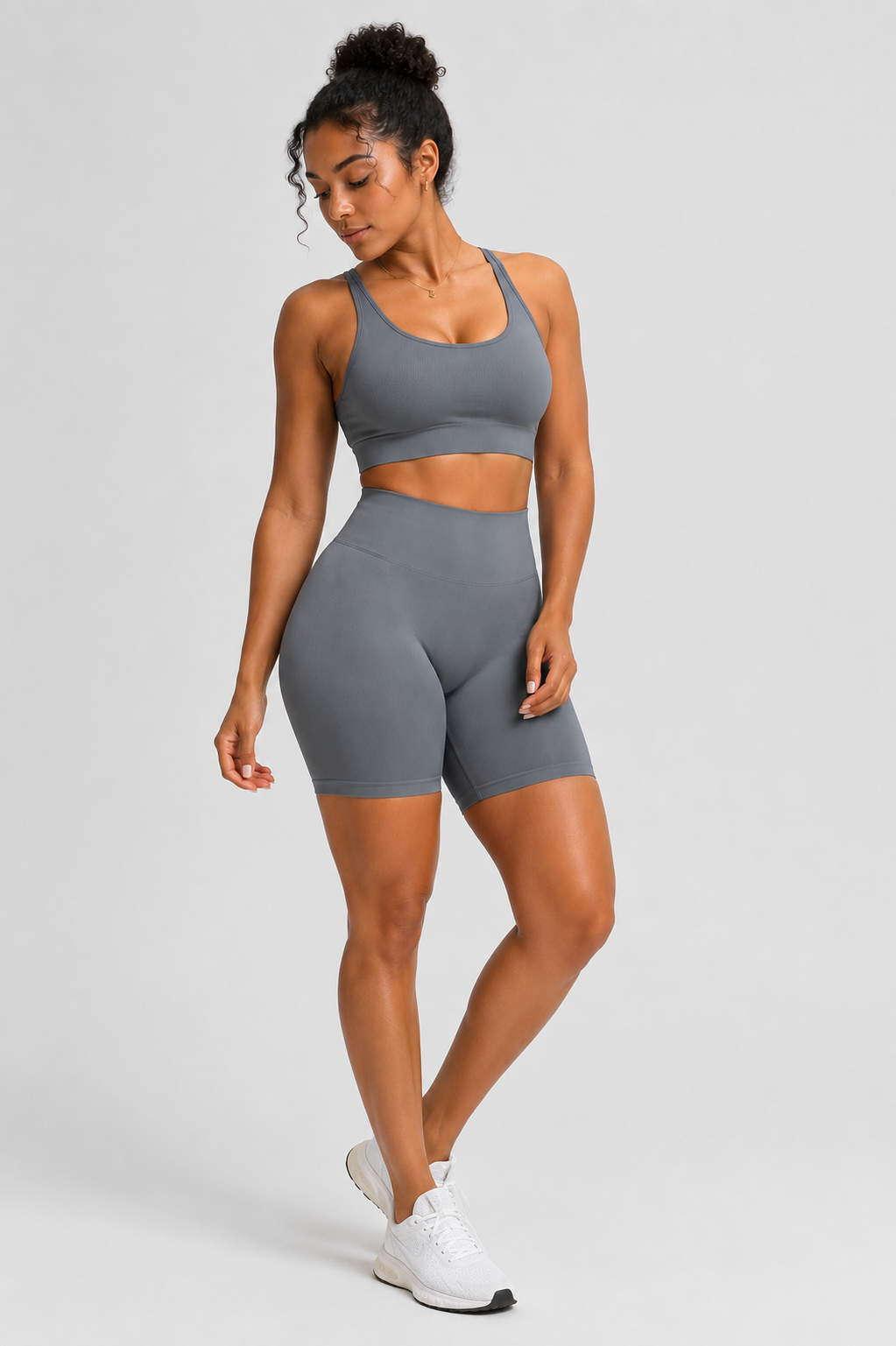 high waist contour shorts women dark grey sculpt fit full body