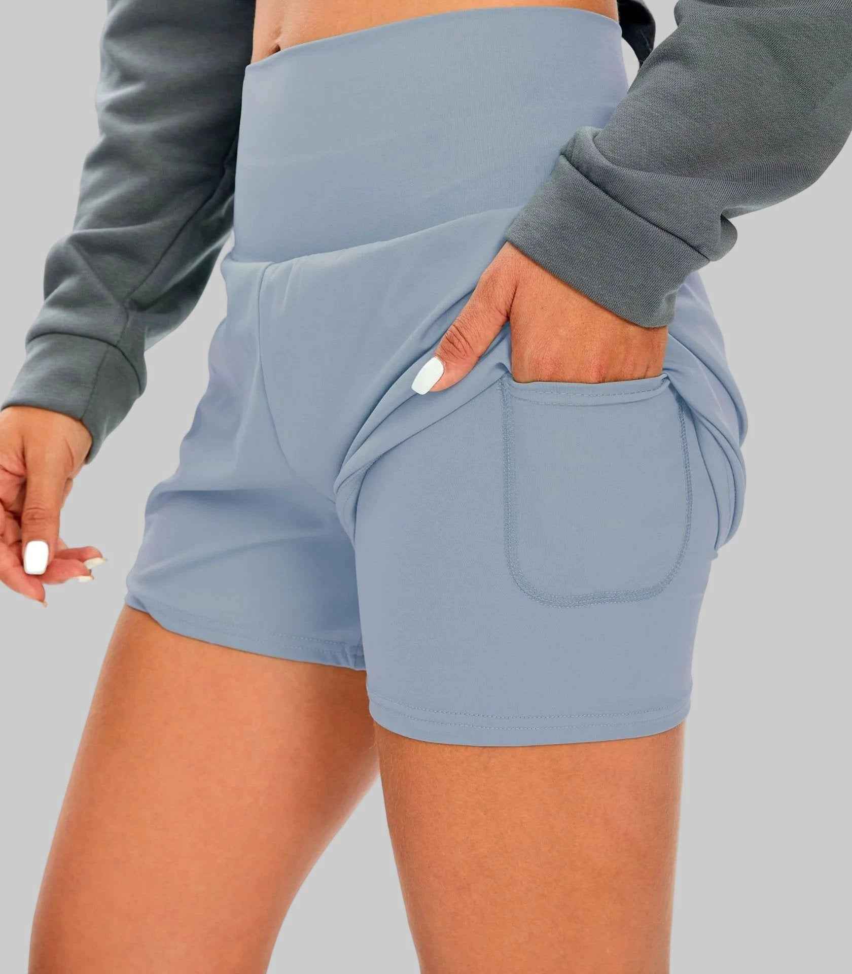 Women’s 2-in-1 Sculpt Shorts – High Waist Squat-Proof Gym Shorts with Phone Pocket - NORDUM.SHOP
