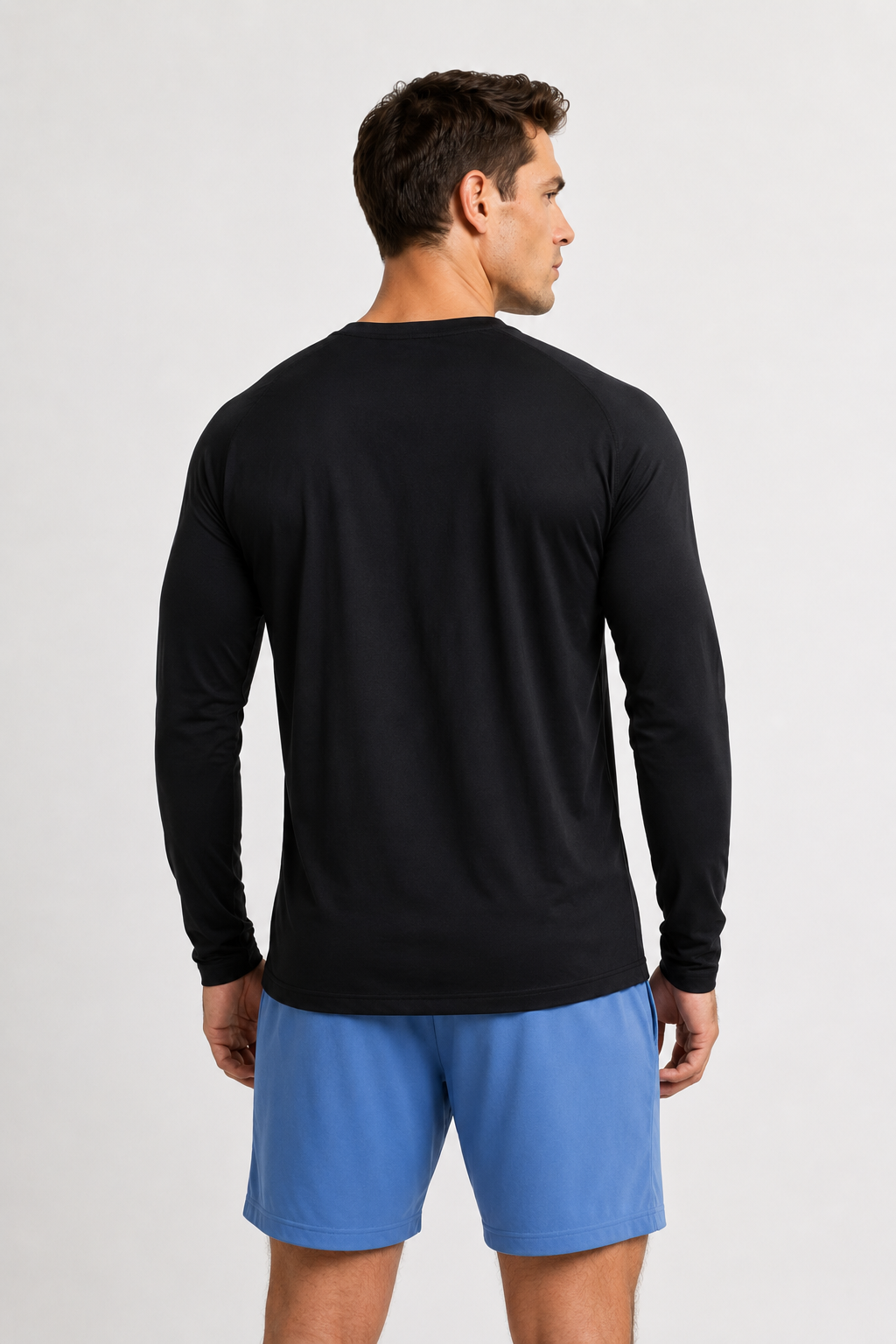 men's quick dry long sleeve black back view