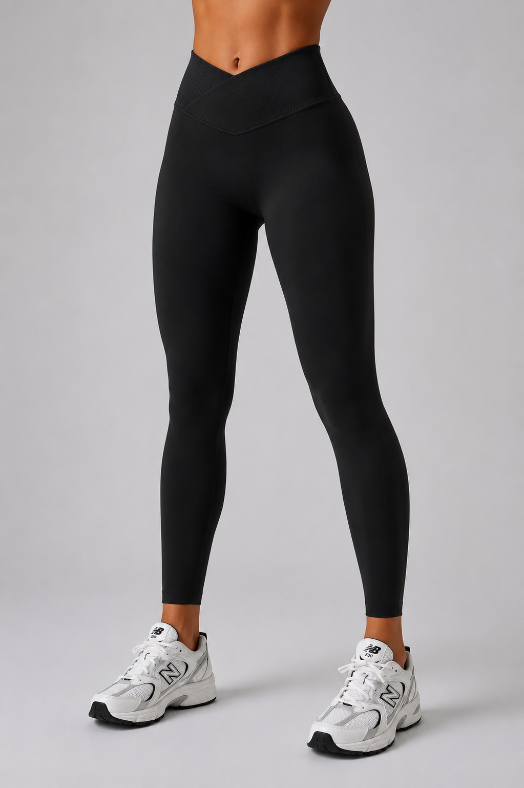 v waist seamless leggings black front waist detail
