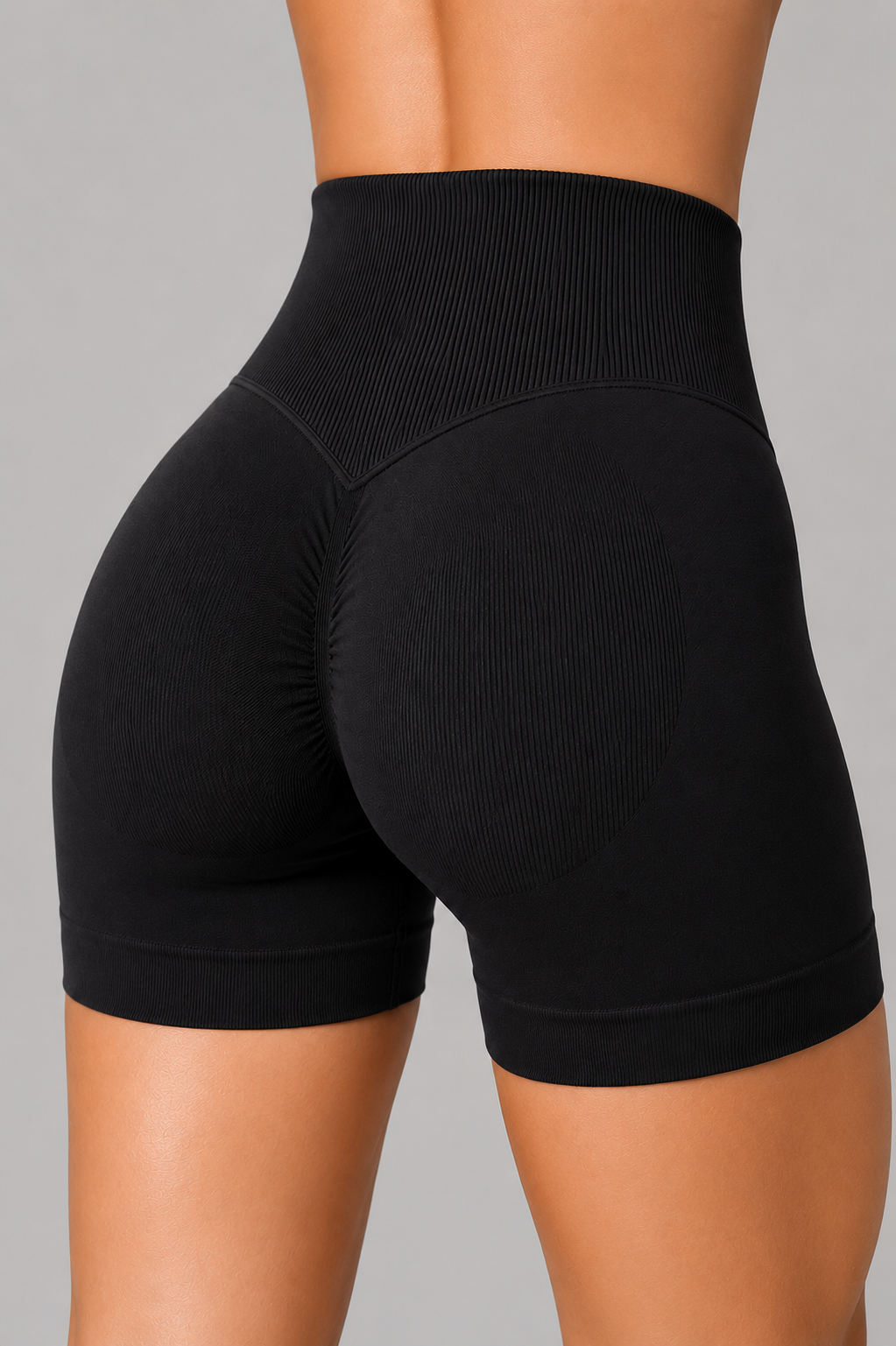 women v waist scrunch shorts black scrunch detail