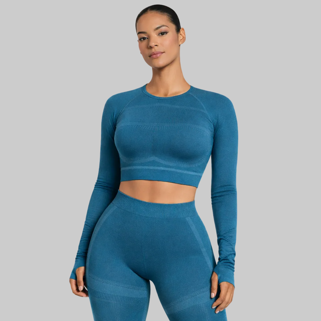 Seamless Long Sleeve Fitness Set Women - NORDUM.SHOP