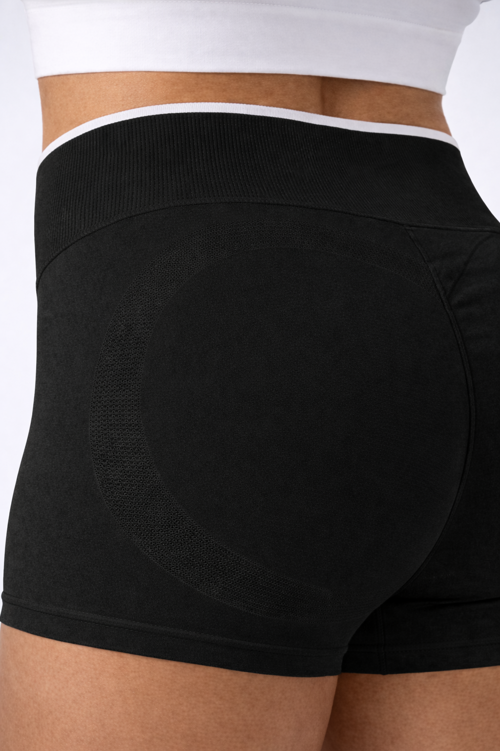 seamless high waist shorts women side view black