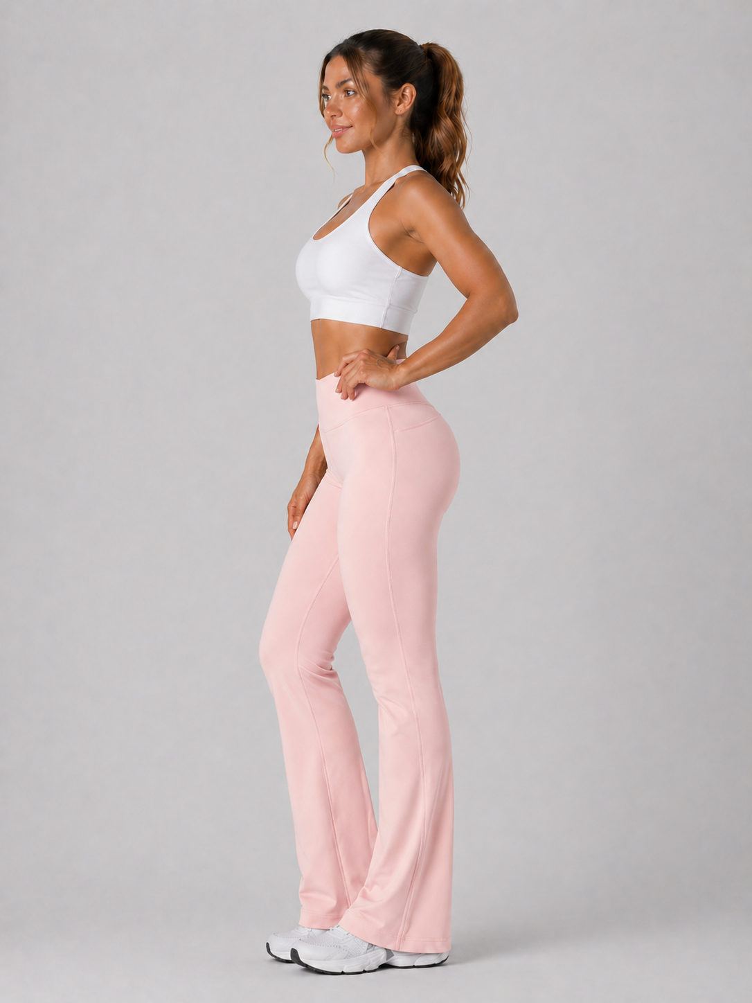 flare leggings women pink full outfit