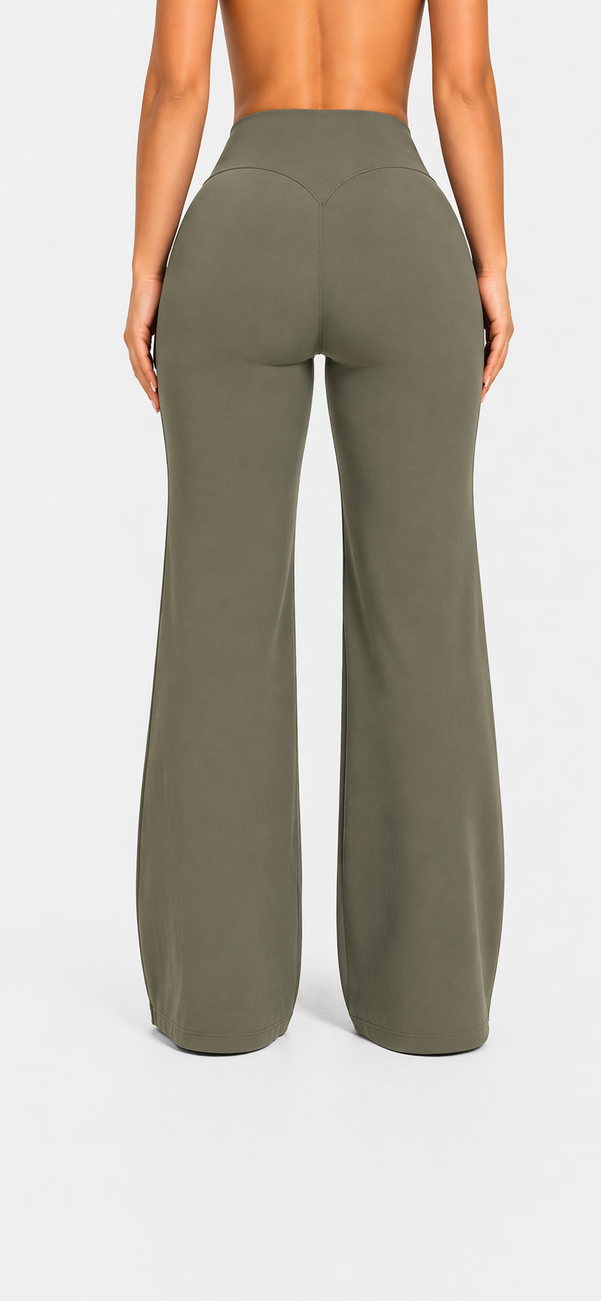 flare leggings women back view olive green