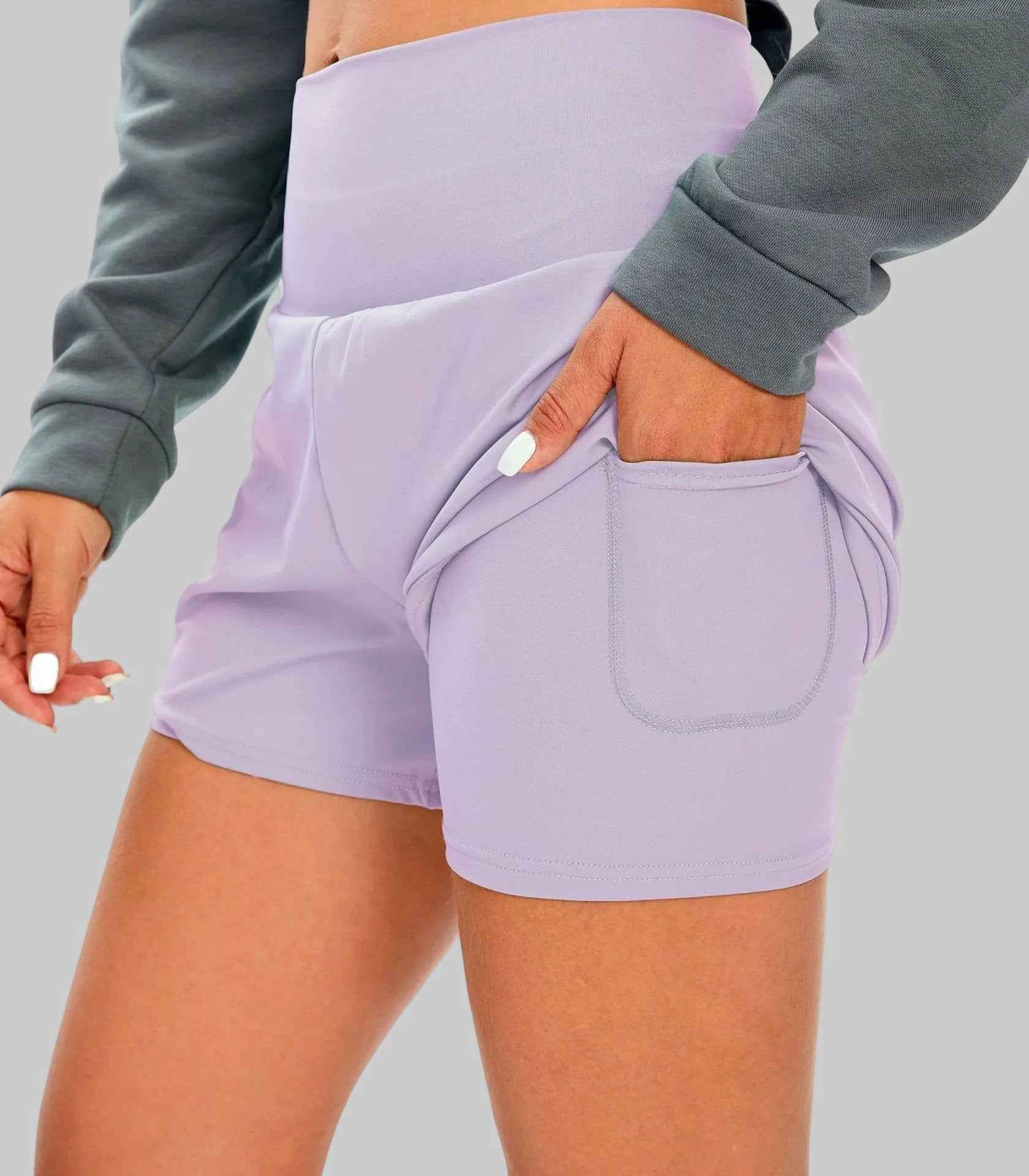 Women’s 2-in-1 Sculpt Shorts – High Waist Squat-Proof Gym Shorts with Phone Pocket - NORDUM.SHOP