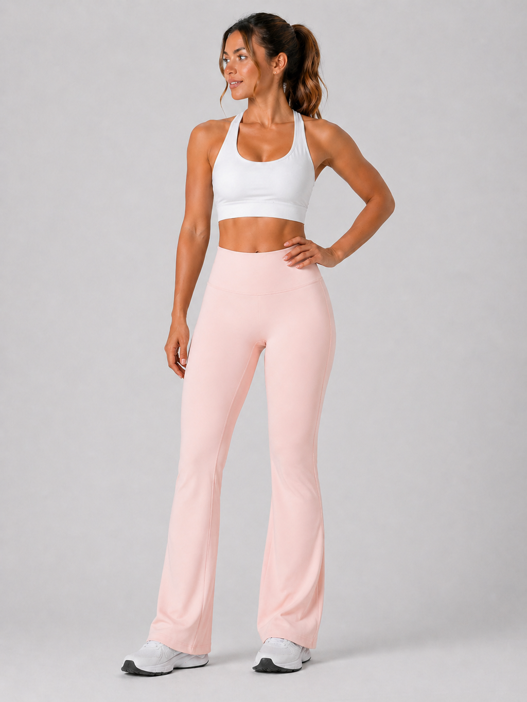 flare leggings women pink front view