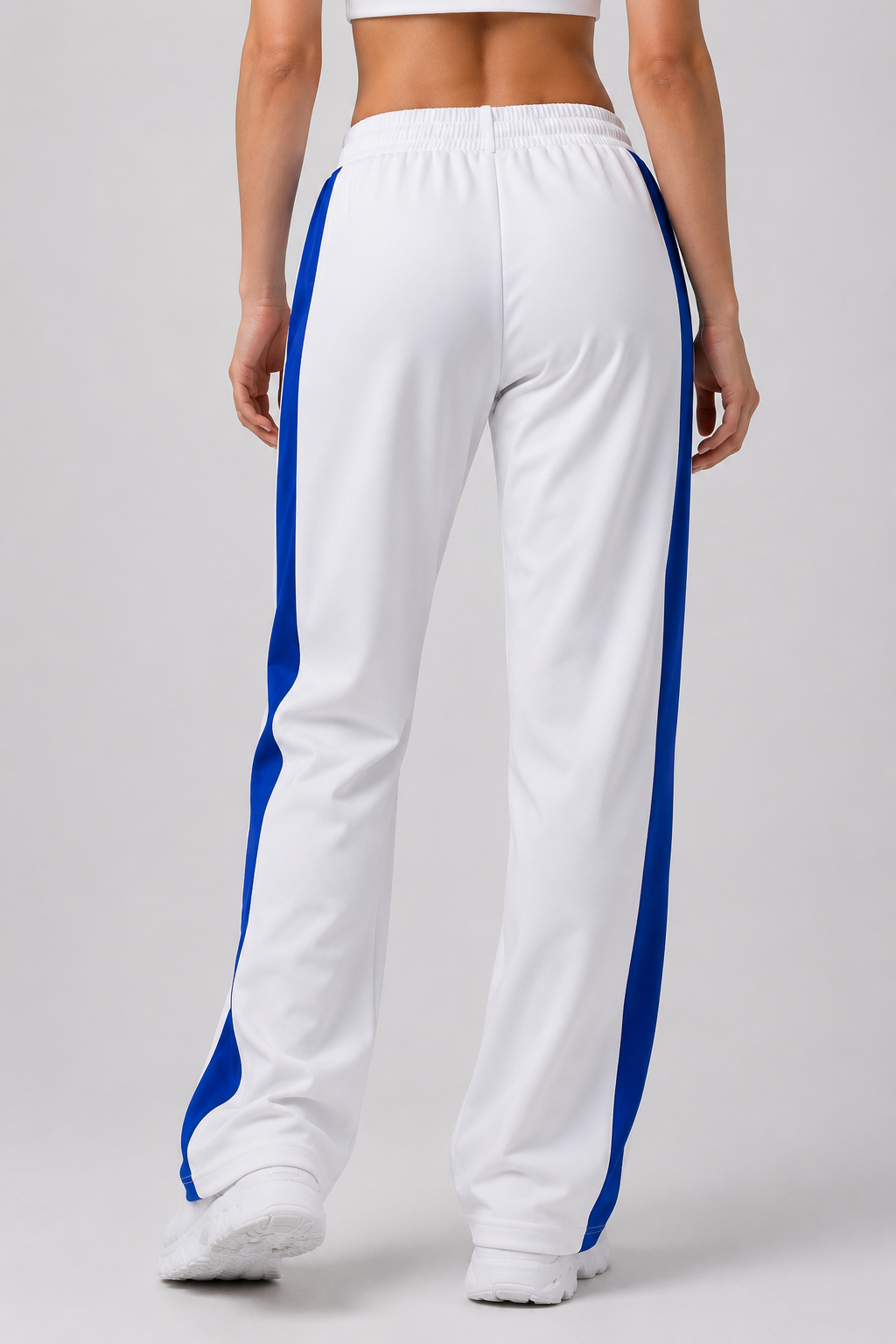 wide leg sweatpants women white stripe side view